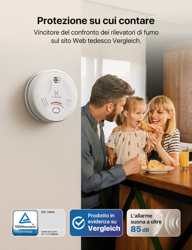 X-Sense Rilevatore di Fumo con Batteria da 10 Anni, SD11