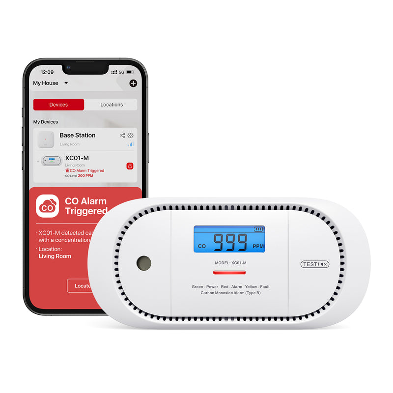 X-Sense Rilevatore di Monossido di Carbonio Wi-FI Compatibile con App X-Sense Home Security, Stazione Base SBS50 Richiesta, XC01-M